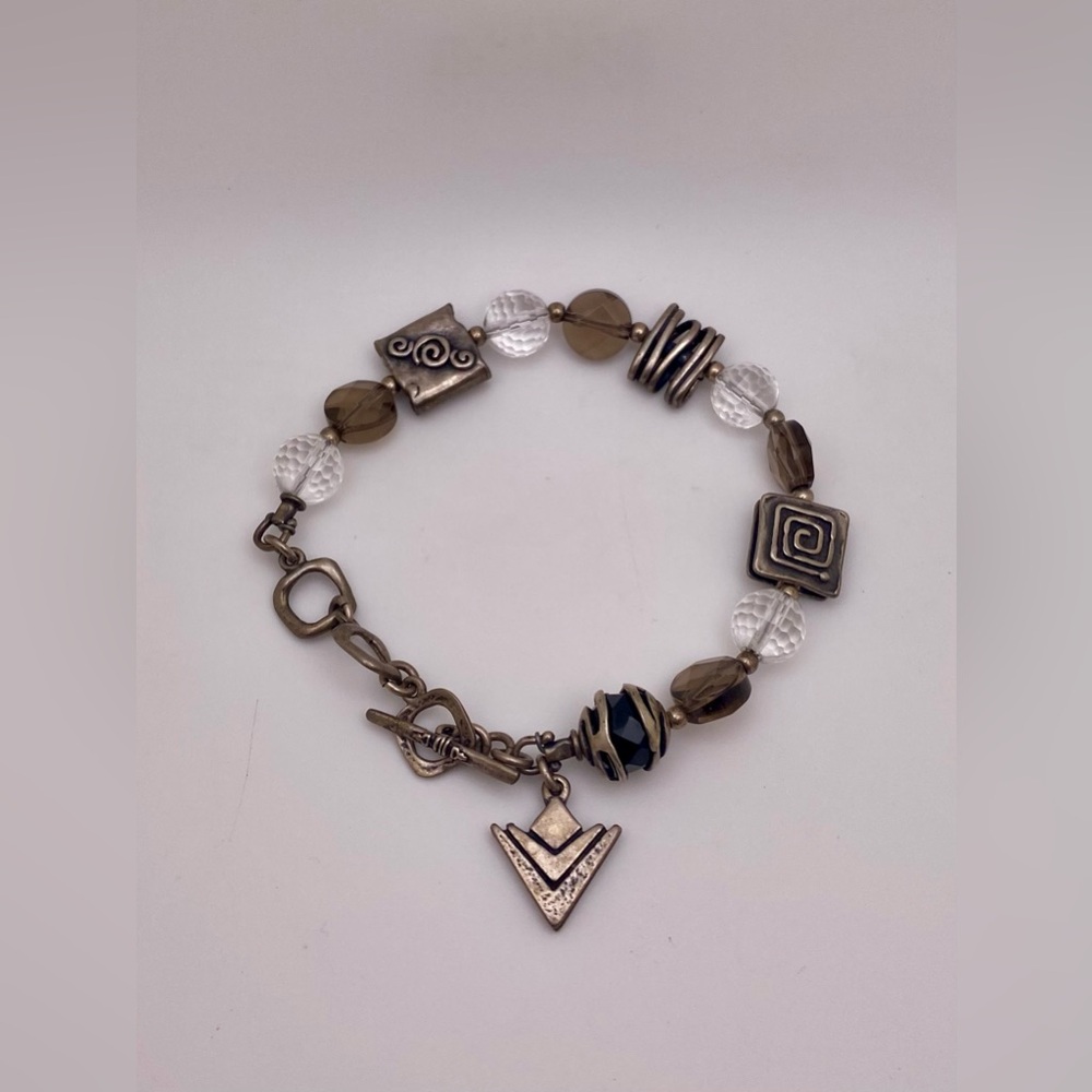 Silpada Sterling Silver Smoky Quartz and Crystal Beads Bracelet
